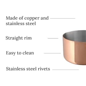 Mauviel M'Heritage 150 S 1.5mm Polished Copper & Stainless Steel 14-Piece Cookware Set With Cast Stainless Steel Handles And Curved Lid, Made In France