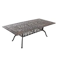 7-Piece Cast Aluminum Outdoor Table and Chairs, Antique Bronze Patio Dining Set for 6 Include 60" Rectangular Outdoor Dining Table and 6 Swivel Chairs with Removable Cushion and Umbrella Hole