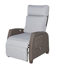 Grand patio Outdoor Recliner with Independent Adjustable Back and Footrest, Air Pump 150° Lay Flat Reclining Chair Removable Olefin Cushion Flip-Up Table Wicker Grey 1PC