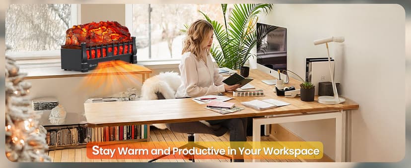 Electric Fireplace Logs Inserts Heater with Infrared Remote, 24 H Timer, 5 Flame Brightness, Thermostat, Overheating Protection for Home & Office