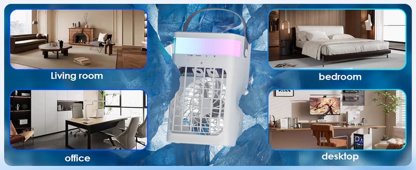 Portable Air Conditioners,Air Conditioner,Ac Unit with 1500ML Water Tank,2 Spray Ports,3 Wind Speeds,3 Timers,10 kinds of Colorful Lights,Portable Ac Units for Room Camping Car Office