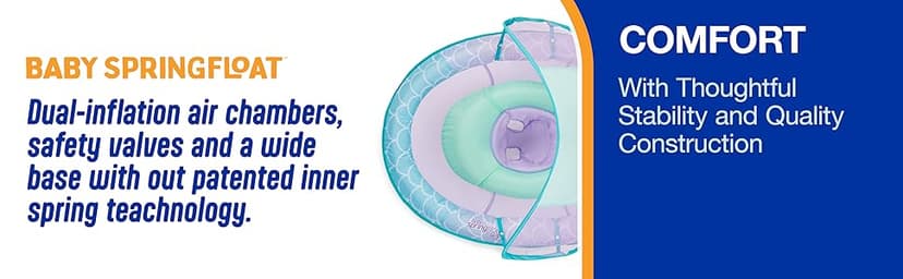 SwimWays Baby Spring Float with Adjustable Canopy and UPF Sun Protection, Blue Lobster