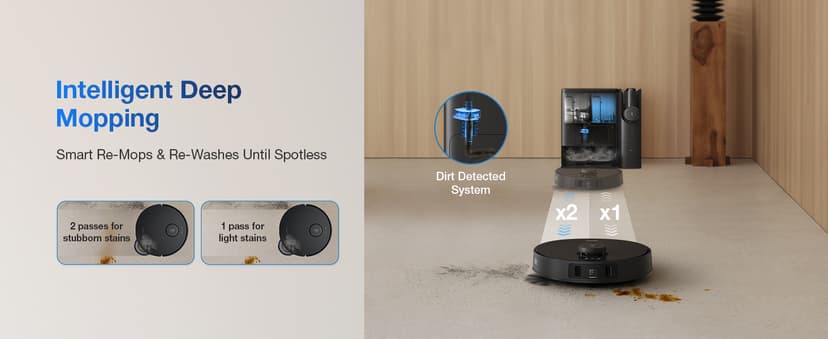 ECOVACS DEEBOT T30S Combo Robot Vacuum and Mop, All in One Cleaning Hub, 11000Pa, ZeroTangle Technology, TruEdge Adaptive Edge, Dual Self-Emptying, Hot Water Washing