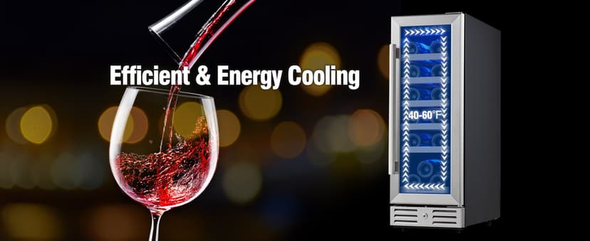 Kalamera Mini Fridge 15" Wine Cooler Refrigerator - 30 Bottle Wine Fridge with Stainless Steel Refrigerator& Double-Layer Tempered Glass Door and Temperature Memory Function Built-in or Freestanding