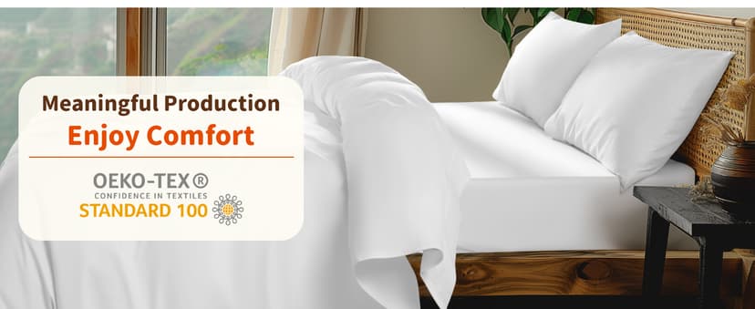 LBRO2M 100% Egyptian Cotton Sheets Set 1000 Thread Count,Queen Size Bed Sheet 4 Piece Sets,Long Staple,16 Inches Deep Pocket,All Season,Bedding Super Soft Breathable,Sateen Weave(White)