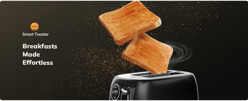 Keenstone Smart Touch Screen Toaster 2 Slice, Retro Wide Slot Stainless Steel Toaster with 6 Browning Levels, Reheat & Defrost, for Bagel, Toast, Bread, Removable Crumb Tray, Black