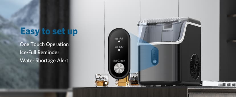 COWSAR Nugget Ice Makers Countertop Soft Chewable Pellet Ice Machine with Auto-Cleaning Function, 35Lbs/24H, Portable Ice Makers for Kitchen, Office, Home,Silver