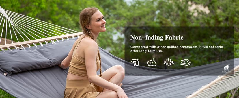 SUNCREAT 2 Person Hammock with Stand, Heavy Duty Portable Hammocks, 475 lbs Capacity, Dark Grey