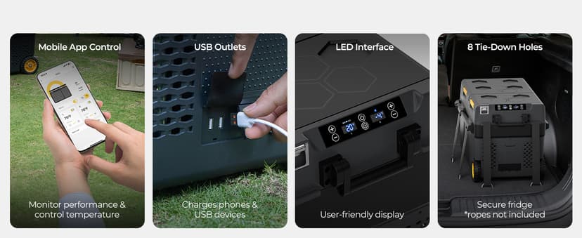 BougeRV 12 Volt Car Refrigerator, CRD2 52 Quart Portable Fridge Freezer with APP Control, -4℉ to 68℉ Dual Zone Compressor Electric Cooler 12/24V DC, 110~240V AC for Overlanding, Camping, RV, Truck