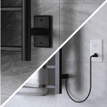 Towel Warmer Rack with 24hr Timer, Matte Black Heated Towel Rack for Bathroom, Plug-in/Hardwired, Wall Mounted 6-Bar Electric Towel Warmer with Temperature Control
