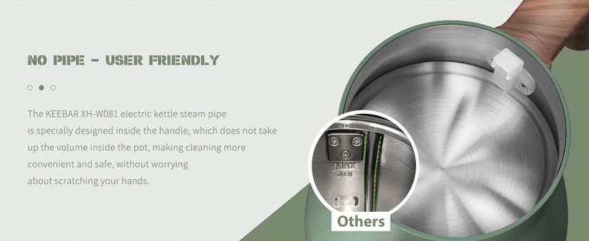 Gooseneck Electric Kettle, Electric Tea Kettle Stainless Steel, Pour over kettle for Coffee, 1000W Hot Water Kettle Electric Auto Shut Off, 0.8L, Wood-like Grain Finish Handle, Matcha Green