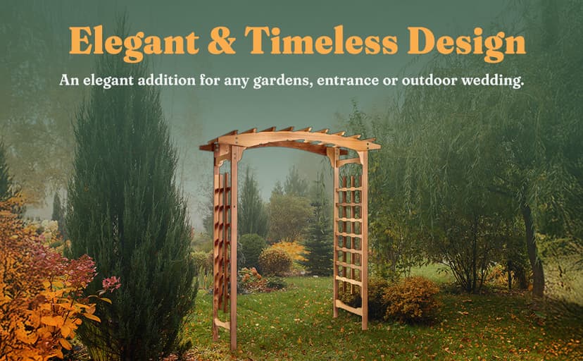 All Things Cedar PA96 Garden Arbor | 6-Ft Handcrafted Wooden Trellis for Climbing Plants Outdoor | Cedar Wedding Arches for Ceremony | Easy Assembly, Weather Resistant (71x35x87)