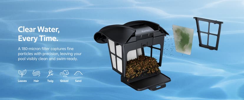 Pool Cleaner K20, 2H Runtime Cordless Robotic Pool Vacuum, Touch Screen, Smart Navigation, Cleans Floor, Walls, Waterline, Ideal for Above & In-Ground Pools, Self-Parking