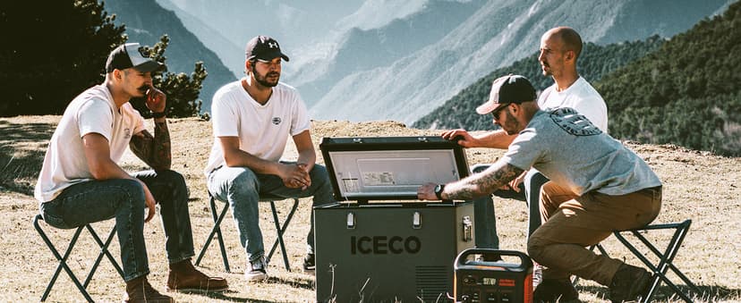 ICECO VL45 Portable Refrigerator with Battery, 47Qt/45L 12 Volt Refrigerator with SECOP, 0°-50°F 12v Fridge Freezer, 12/24VDC 110-240VAC, Electric Cooler for Car, RV, Camping| With 250Wh Battery