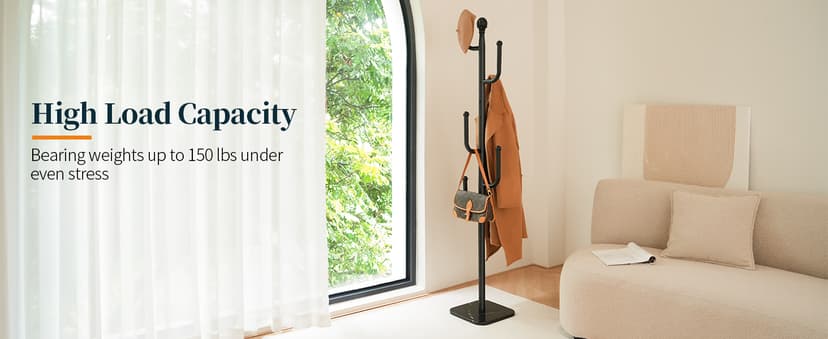 Yoobure Coat Rack Freestanding with Natural Marble Base - Cactus Coat Tree with 6 L-shaped Hooks, Heavy Duty Coat Hanger Stand, Metal Coat Rack Stand for Entryway, Hall Tree for Jacket/Hat/Clothes/Bag