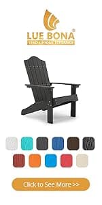 LUE BONA HDPS Adirondack Chairs Set of 4, Fire Pit Outdoor Chair Weather Resistant with Cup Holder, Modern Plastic Chair Plastic for Patio, Deck, Proch, Hotel, Resort, 350LBS, Black