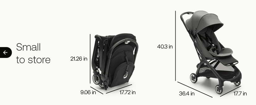 Bugaboo Butterfly - 1 Second Fold Ultra-Compact Stroller - Lightweight & Compact - Great for Travel - Forest Green