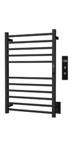 8-Bar Heated Towel Rack - Slim Design, Quick Heating, Adjustable Temperature, 24-Hour Timer - Brushed Stainless Steel - Ideal for Hot Towels in Bathroom