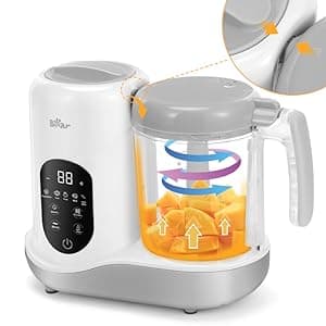 BEAR 2024 Baby Food Maker | One Step Baby Food Processor Steamer Puree Blender | Auto Cooking & Grinding | Baby Food Puree Maker with Self Cleans | Touch Screen Control, White