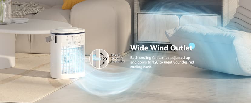 Portable Air Conditioner,Cooling Fan with 3 Speeds &3 Modes,2-8H Timer,1000ml Water Tank, Remote Control,4 in 1 Humidifier, Air Conditioner,Fan,Night Light,Evaporative Air Cooler for Home,Office