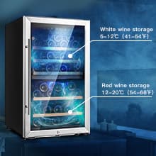 Wine Refrigerators,52-bottle Wine Fridge Cooler Freestanding Wine Refrigerator,(Bordeaux 750ml) Dual Zone Compressor Wine Cellar Chiller