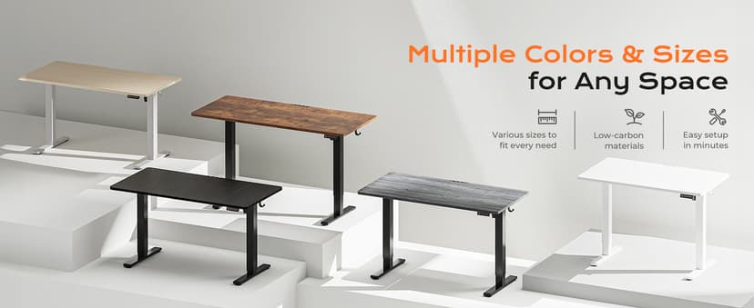 Huuger 55 x 28 Large Electric Standing Desk, Height Adjustable Computer Desk, 27.6" Deep Desktop, Stand up Gaming Office Desk with 2 Hooks, 3 Preset Heights, for Home Office, Rustic Brown