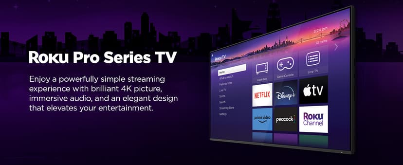 Roku Smart TV – 65-Inch Pro Series 4K QLED RokuTV with Backlit Roku Voice Remote Pro, Dolby Vision IQ, 120Hz Refresh Rate – Live Local News, Sports, Gaming