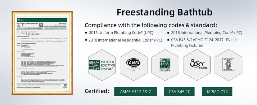 WOODBRIDGE 59" Acrylic Freestanding Bathtub Contemporary Soaking Tub with Matte Black Overflow and Drain,White Tub,B0058-MB