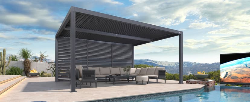 PURPLE LEAF Louvered Pergola 94AS 12' x 16' Outdoor Aluminum Pergola with Adjustable Roof for Deck Backyard Garden Grey Hardtop Gazebo