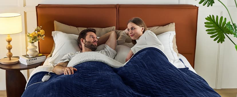 Heated Electric Blanket King Size - 90" x 108" Heating Blanket with Dual Control, 10 Heating Levels & 8 Hours Auto Off, Soft Warm Flannel Gifts Blanket with Over-Heat Protection, ETL & FCC Certified