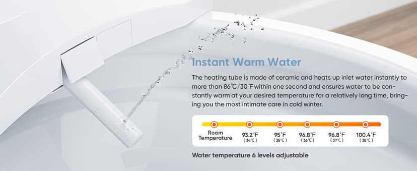 LEIVI Smart Bidet Toilet Seat with Wireless Remote and Side Panel, Multiple Spray Modes, Adjustable Heated Seat, Warm Water and Air Dryer, Auto LED Nightlight, Elongated