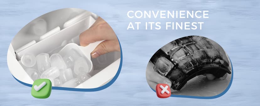 Ecozy Countertop Ice Maker, Portable, Self-Cleaning, 9 Bullet Ice Cubes in 6 Mins, 26lbs/24Hrs, Ice Maker Machine with Ice Bags, Handle, Standing Scoop and Basket, Black, IM-BS261C