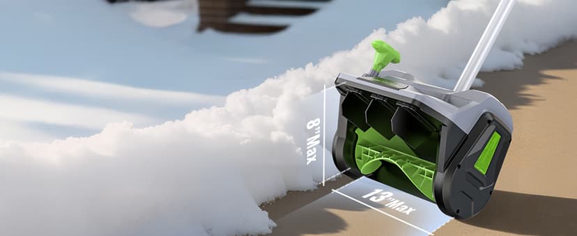 Cordless Snow Shovel, 13" Electric Snow Blower 20V, 4 Ah Battery 300lb/min Snow Removal, 19FT Throw Distance, Lightweight 12lb for Driveway/Steps/Patio/Sidewalk