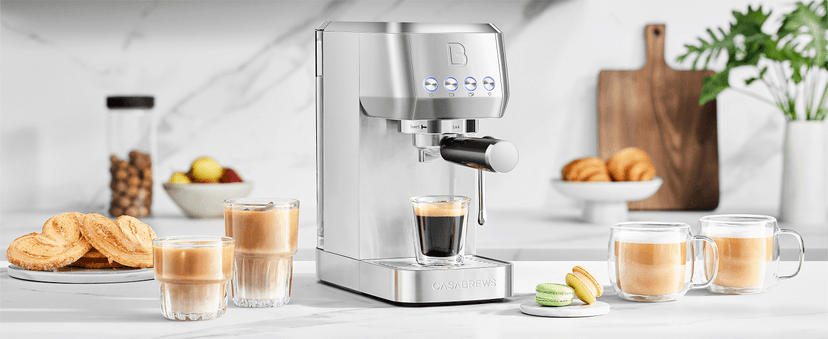 CASABREWS 3700 Essential Espresso Machine 20 Bar, Stainless Steel Cappuccino & Latte Machine with Steam Frother for Home, 43.9oz Water Tank, Silver
