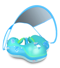 LAYCOL Baby Swimming Float Inflatable Baby Pool Float Ring with Sun Protection Canopy,add Tail no flip Over for Age of 3-36 Months