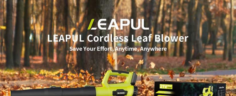 Leaf Blower, 21V Cordless Electric Blower with 2 2.0Ah Batteries and 1 Hour Fast Charger, Lightweight Leaf Blower for Patio Cleaning, Lawn Care, Blowing Fallen Leaves and Dust, etc.
