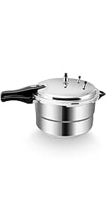 16 Quart Pressure Cooker, 10 Psi Induction Compatible Pressure Canner w/Stainless Steel Honeycomb Base, Heavy Gauge Aluminum, Quality Steamer Rack Included