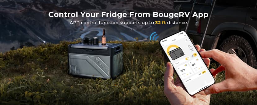 BougeRV 12 Volt Portable Refrigerator, 81 Quart Rocky V2.0 Dual Zone Car Fridge Freezer with LG Compressor, Compressor Cooler with App Control 12/24V DC, 110~240V AC for Camping, Travel, RV, Truck