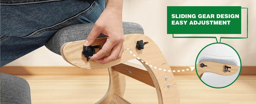 Ergonomic Kneeling Chair with Wooden Frame - Adjustable Height Office Chair with Soft Padding for Back Pain Relief, Posture Correcting Home & Office Desk Chair