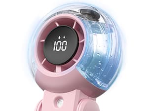 TriPole Misting Fan Portable Handheld Turbo Fan with Mist, LED Display, Neck & Desk Foldable High Speed Airflow Mini Fans, Rechargeable Personal Mister Fans with Water Spray Bottle for Outdoor Travel