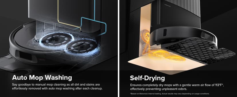 roborock Qrevo S Robot Vacuum and Mop, Self-Drying, Auto Mop Washing, 7000Pa Suction, Self-Emptying & Refilling, 10mm Auto Lifting, 200RPM Spinning Mops, Smart Obstacle Avoidance, Black