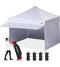 ABCCANOPY Easy Pop Up Canopy Tent with Sidewalls 10x10 Commercial -Series, White