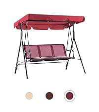 MCombo 2-3 Person Outdoor Patio Swing Chair, Convertible Canopy Hanging Swing Glider Lounge Chair, Removable Cushions, 4003 (Dark Gray)