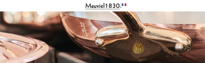 Mauviel M'Heritage 200 B 2mm Polished Copper & Stainless Steel Frying Pan With Brass Handles, 10.24-in, Made In France