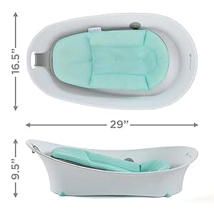 Contours Oasis 4 in 1 Comfort Cushion Baby Bathtub, Portable Infant Bath Seat, Supportive for Newborns and Toddlers 0-24 Months, Grow with Me Design, Quick Dry Mesh Pad, Easy to Clean, Blue/White