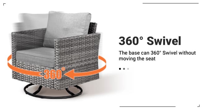 ovios 11 Piece Outdoor Patio Furniture Set with Fire Pit Table,Conversation Sectional Wicker Couch with Swivel Chairs,Modern Outside Sofa for Balcony Backyard, Dark Grey