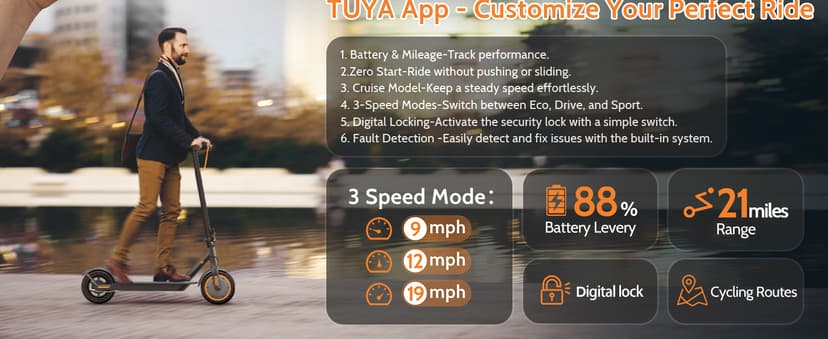 MAXSHOT Electric Scooter Adults & Big Kids, 350W Powerful Motor, Top Speed 16/19MPH, 12/16/19/21Miles Range, 8.5" Solid Tires Folding Commuter Escooter with Dual Suspension for Commuting, APP Control