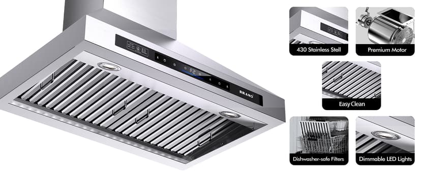 Wall Mount Range Hood 30 inch,900 CFM Kitchen Hood with Voice/Gesture/Touch Control,Vent Hood in Stainless Steel With Ducted/Ductless Convertible, 4 Speed Exhaust Fan