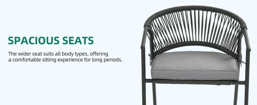YITAHOME Outdoor Patio Chairs Set of 6, Stackable Dining Chairs Rattan Wicker Outdoor Patio Furniture Set with Cushion All Weather Bistro Chair for Garden Backyard Porch Poolside (Grey)