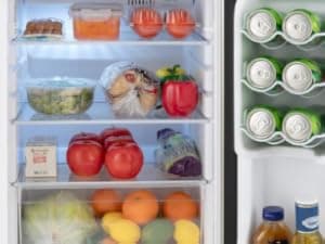 RecPro 4.4 Cu Ft RV Refrigerator | 12V Stainless Steel Fridge with Freezer | Frost-Free, Adjustable Shelves, Built-In Lock, Reversible Door | Off-Grid Ready Camper Fridge with Can Holder